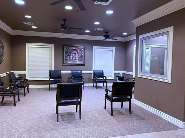 dentist office waiting room with chairs