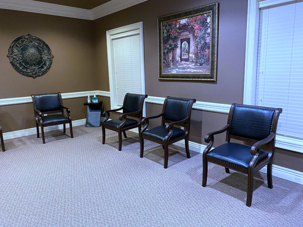 dental clinic waiting room with chairs