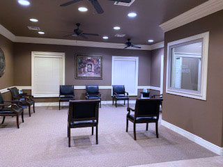 dentist office waiting room with chairs